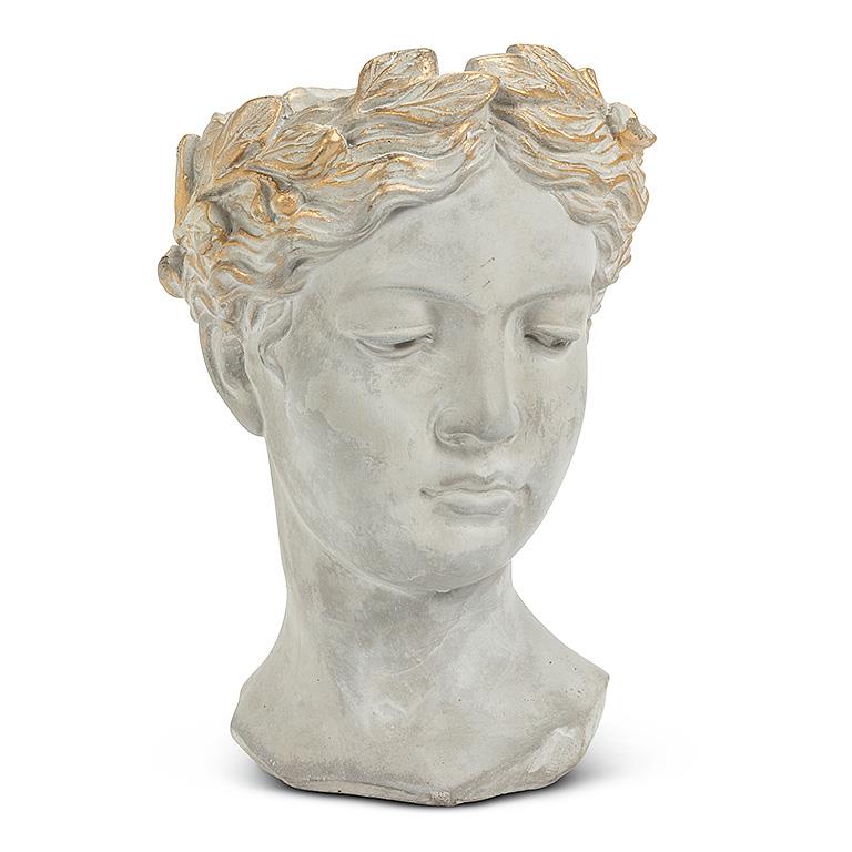 AB Large Woman Head Planter 10" H