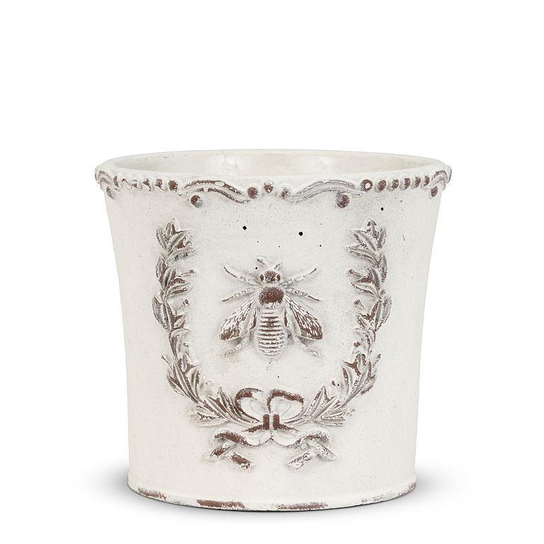 AB Large Emboss Bee in Crest Planter 7"H