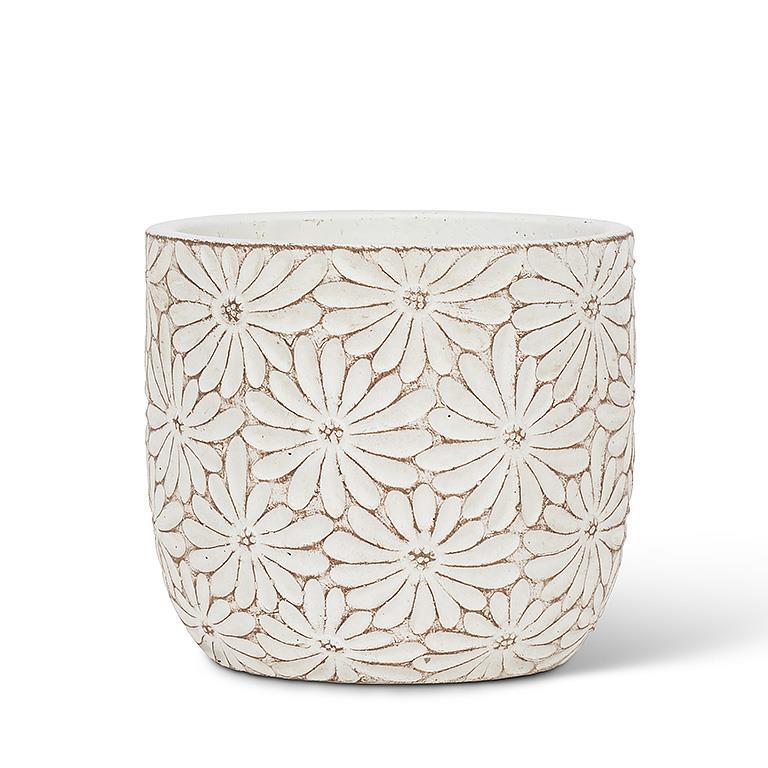 AB White Daisy Round Planter Large 6"H