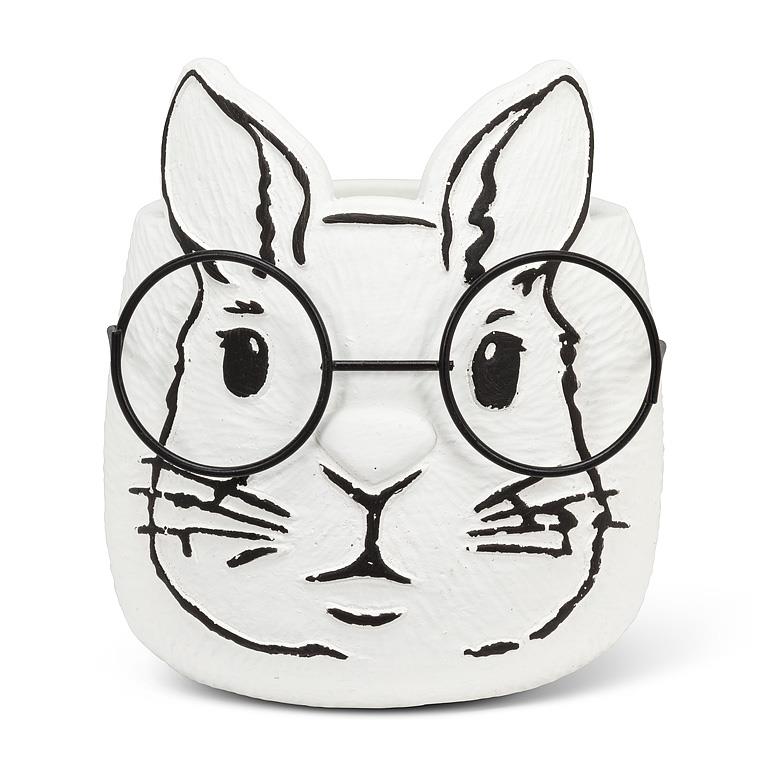 AB Bunny Planter with Glasses 5"H