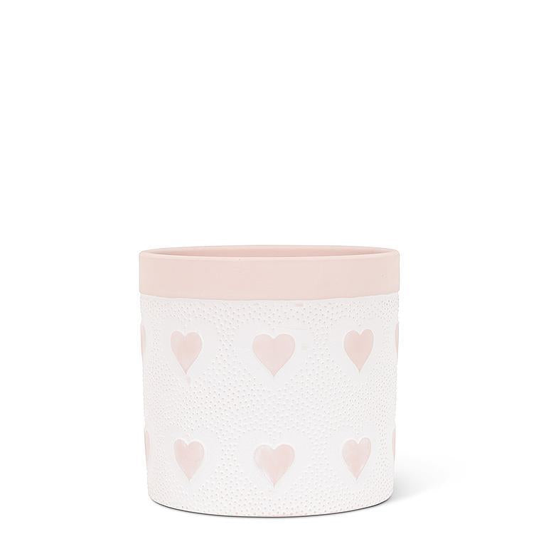 AB Pink Heart & Dot Planter 5"