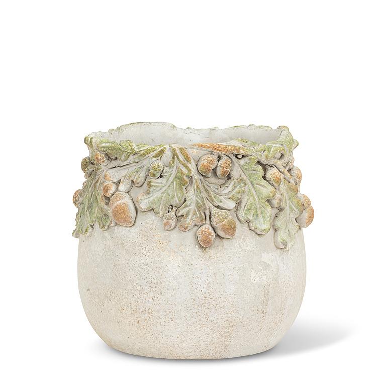 Small Oak Leaves & Acorns Planter 5"H
