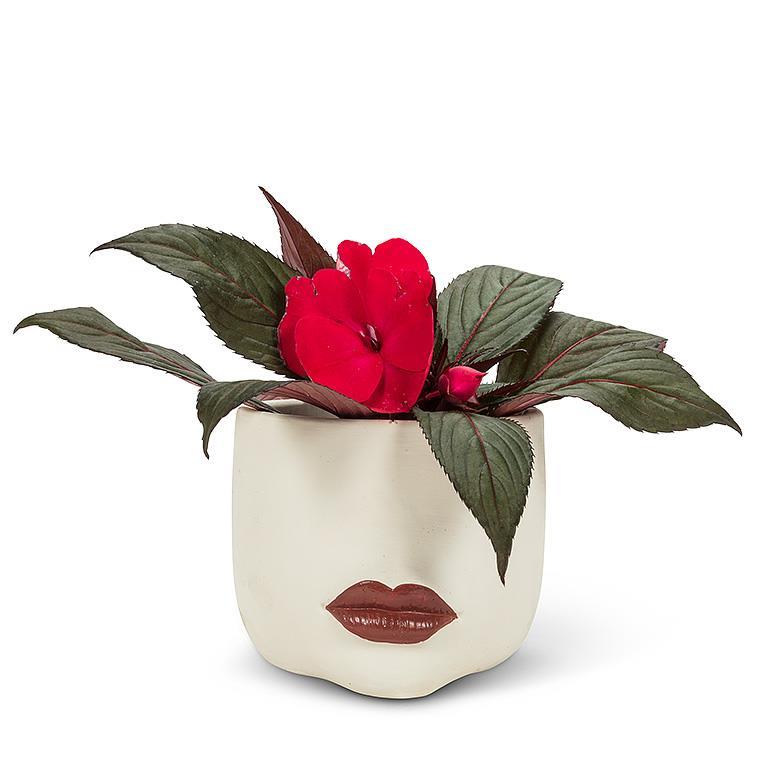 AB Small Red Lip Planter 5"D