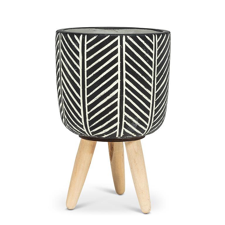 AB HERRINGBONE Tripod Planter Black 7"H Lg