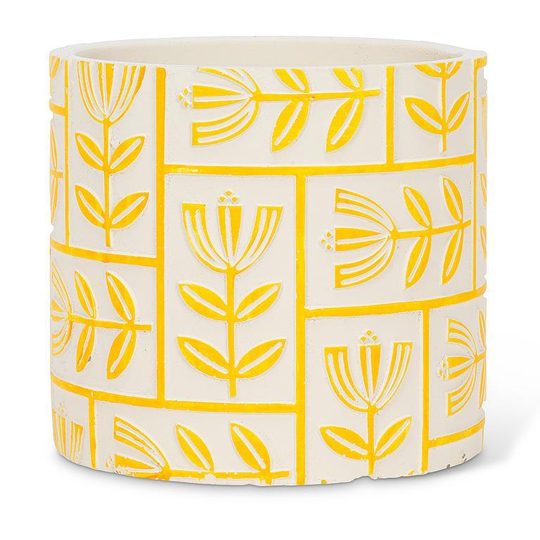 AB Floral Grid Planter Yellow 6.5"H light