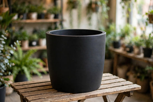 TALL MILANO PLANTER ROUND 14" BLACK