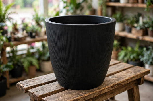 TALL MILANO PLANTER ROUND 14" BLACK