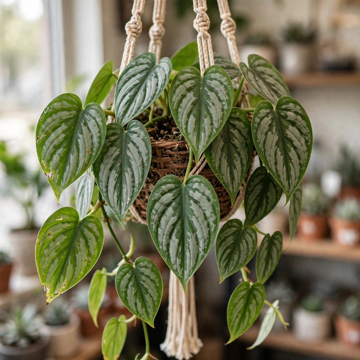 Philodendron Silver Stripe Hanging Basket