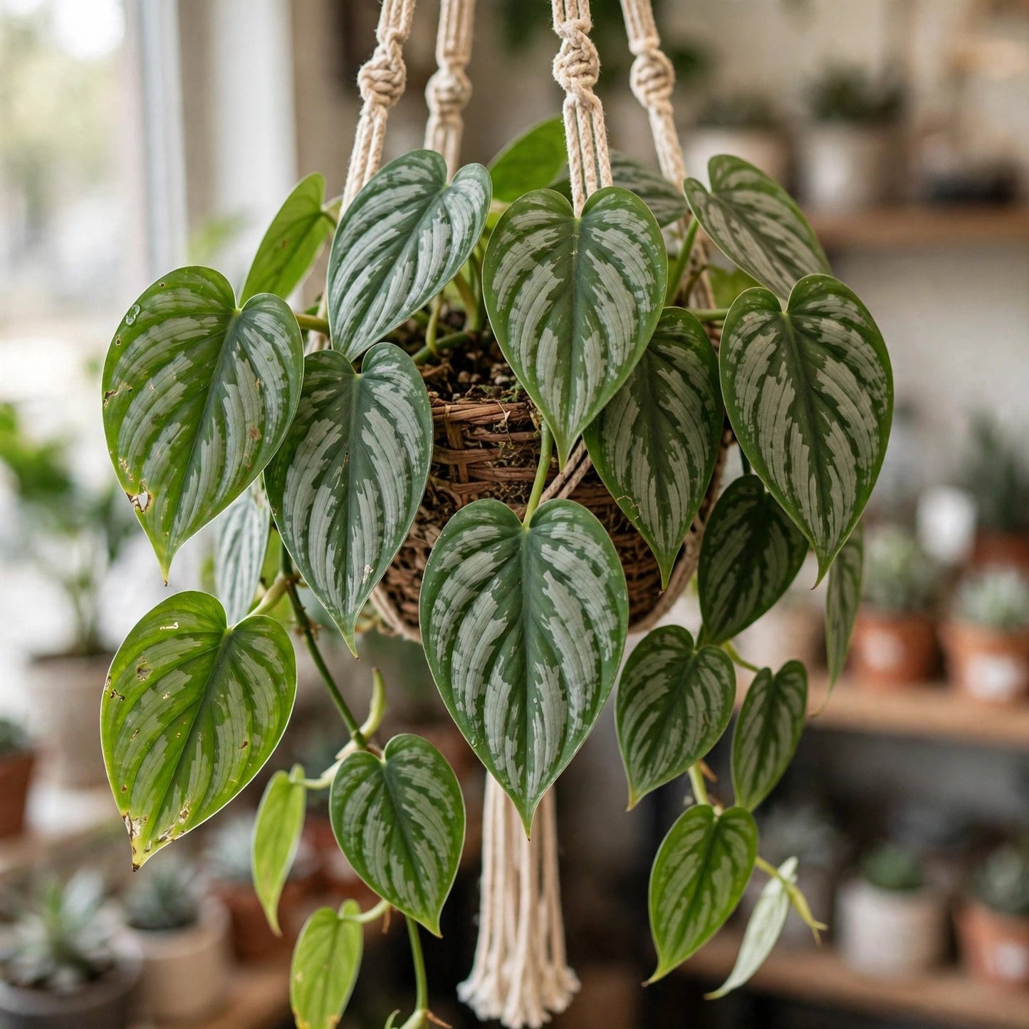 Philodendron Silver Stripe Hanging Basket