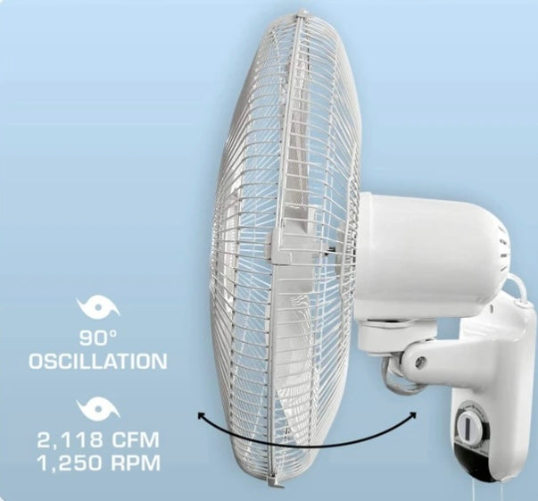 Hurricane Classic Oscillating Wall Mount Fan 16 inch