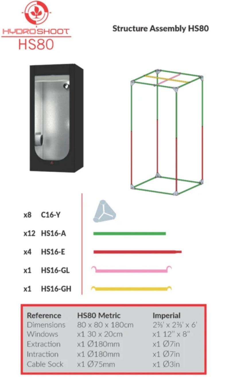 Secret Jardin HS80 Hydro Shoot 2.7' x 2.7' x 5.3' Grow Tent