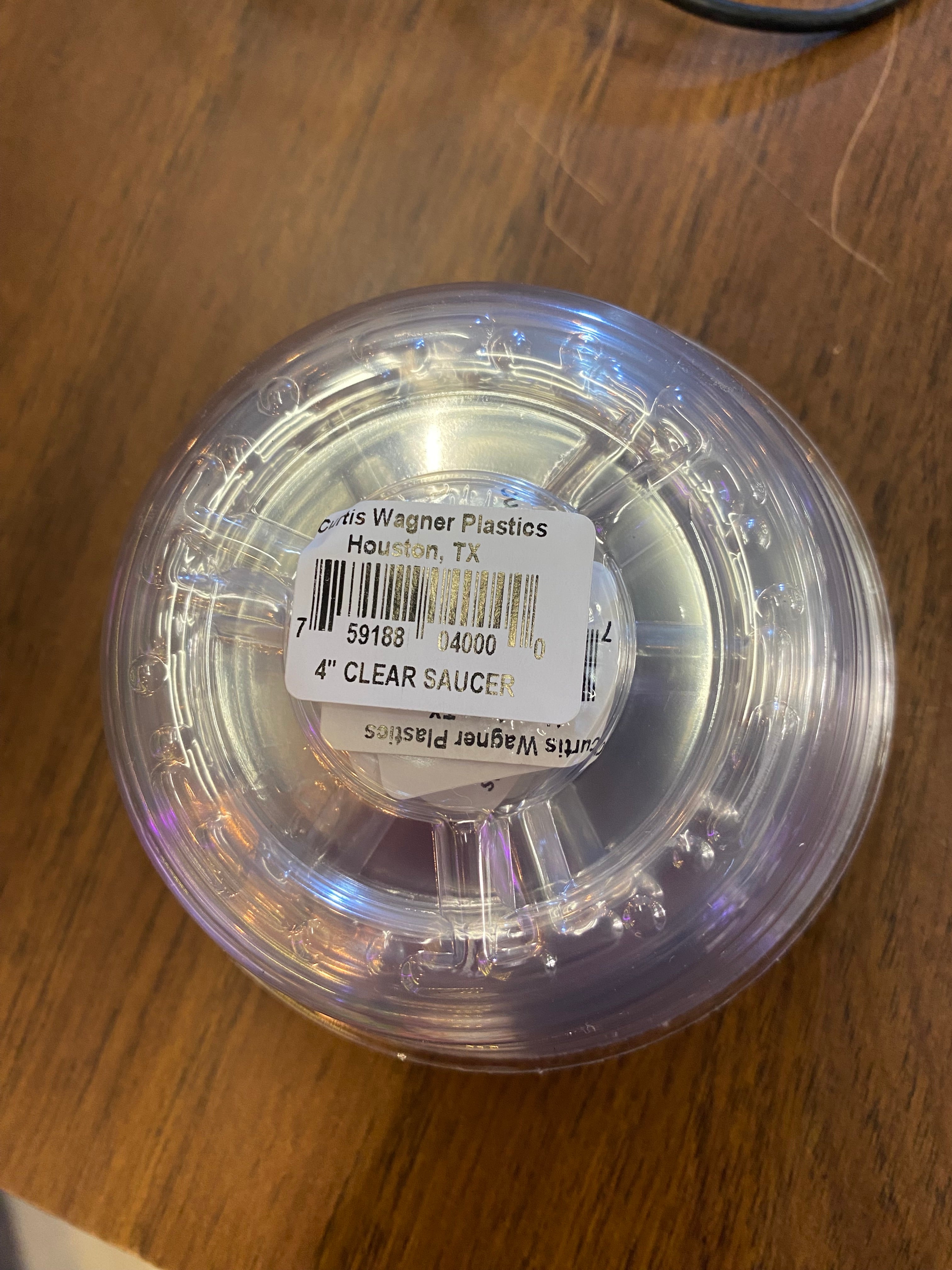 SAUCER/ TRAY CLEAR PLASTIC 4"